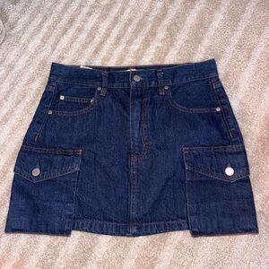 Denim Forum Indigo Denim Cargo Pocket Mini Skirt